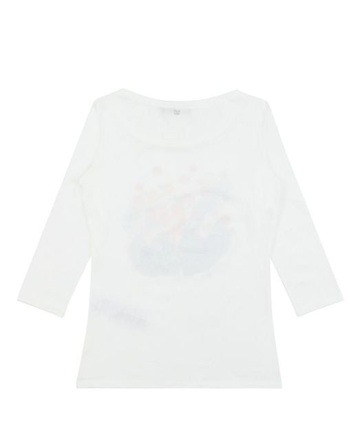 Weekend by Maxmara White T-Shirt With Round Neck And Long Sleeves