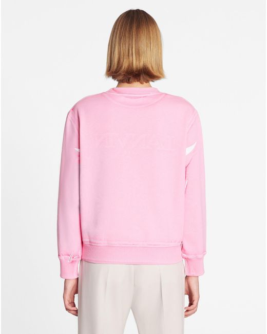 Lanvin Pink Logo Embroidered Crewneck Sweatshirt
