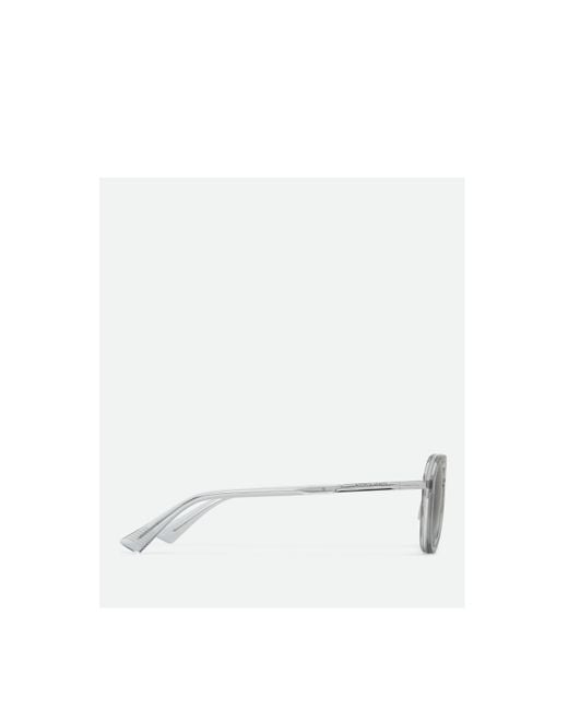 Bottega Veneta White Forte Aviator Sunglasses