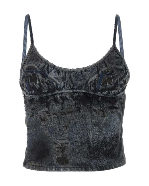 DIESEL Gray De-Verni-Fse Denim Cropped Top