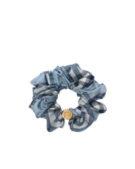 Burberry Blue Check Elasticated Scrunchie