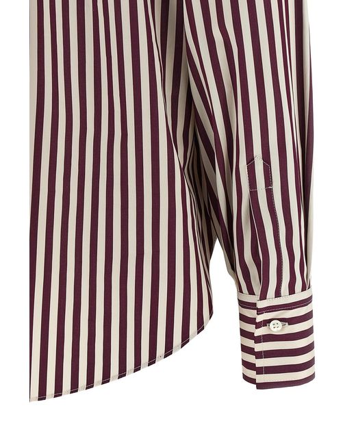 Brunello Cucinelli Red Striped Long Sleeved Shirt