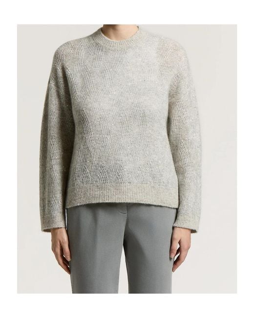 Peserico Gray Diamond-Knit Sweater