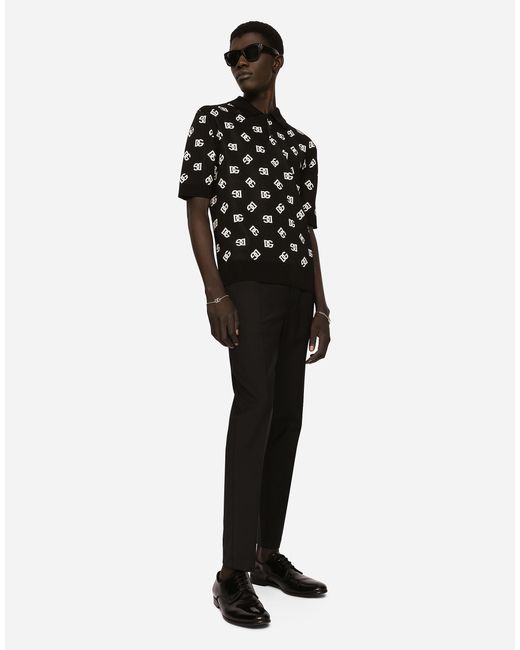 Dolce & Gabbana Black Logo Pleated Dress Pants for men