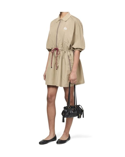 Miu Miu Natural Lapel Short-Sleeved Dress