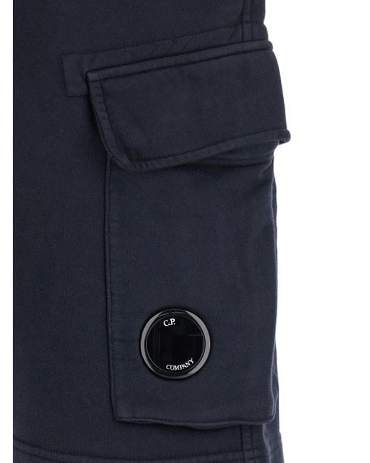 C P Company Blue Lens Motif Cargo Shorts for men