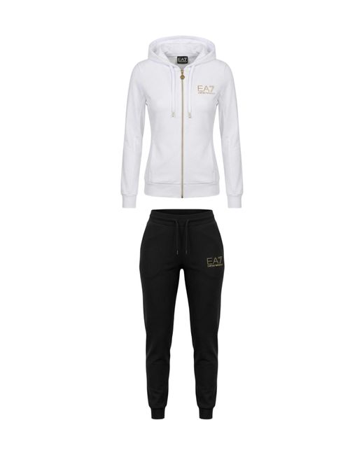 EA7 White Logo-Embellished Tracksuit