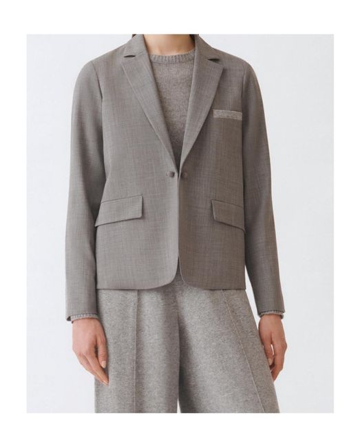 Fabiana Filippi Gray Single-Breasted Suit Jacket