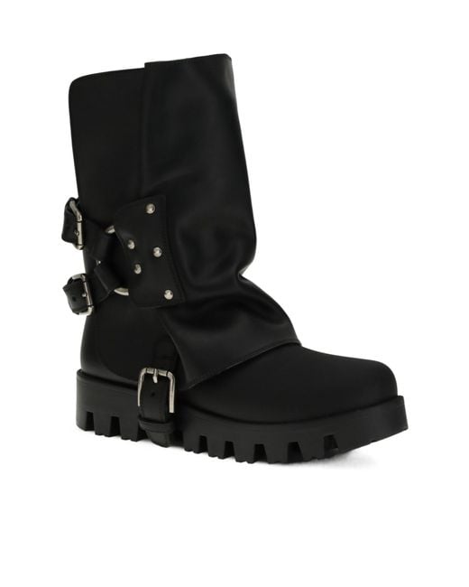 Dolce & Gabbana Black Buckle Detailed Ankle Boots