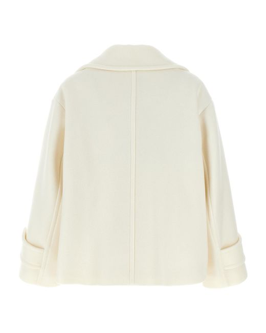 Chloé Natural Chloé Double-Breasted Long-Sleeved Coat