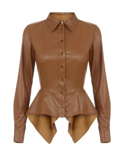 Elisabetta Franchi Brown Shirt With Peplum