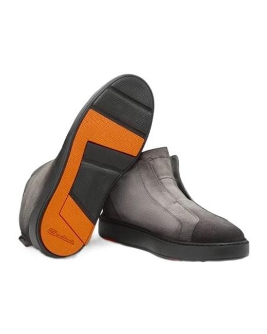 Santoni Brown Suede Slip-On Sneakers for men