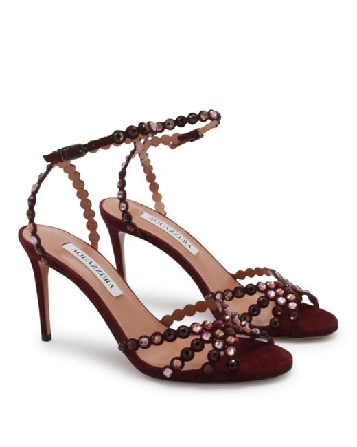 Aquazzura Red Suede Tequila Sandals 85