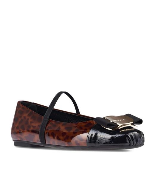 Ferragamo Brown New Vara Plate Bicolor Ballet Flat