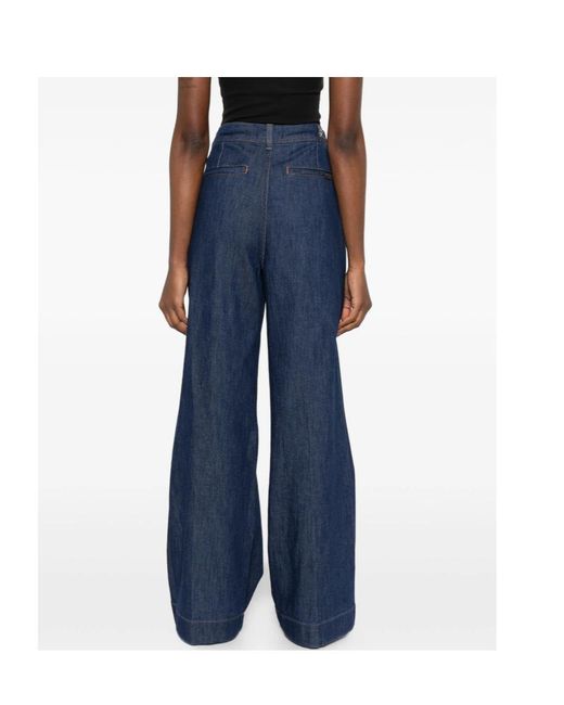 7 For All Mankind Blue Pleated Jeans
