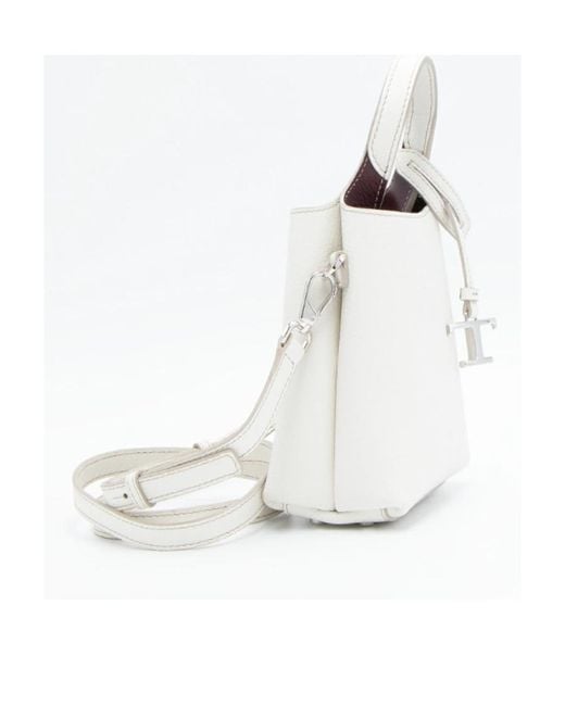 Tod's White T-Timeless Pendant Detailed Micro Tote Bag