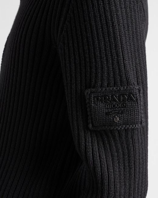 Prada Black Wool Zip-Up Cardigan for men