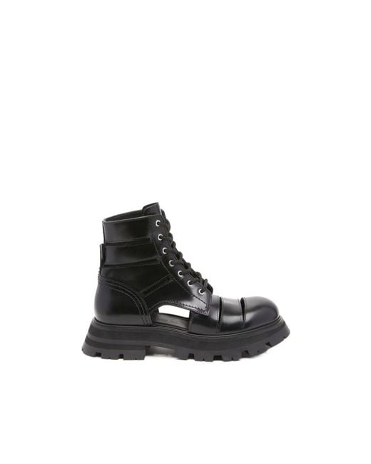 McQueen Black Lace-Up Ankle Boots