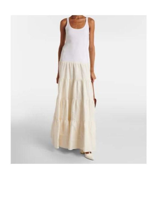 Gabriela Hearst White Pozas Tiered Linen Maxi Dress