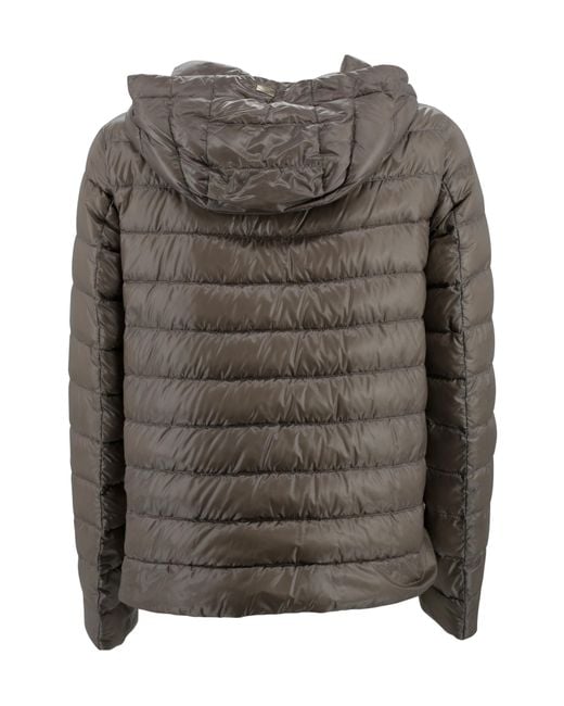 Herno Gray Quilted Hooded Drawstring Puffer Jacket