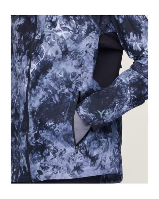 Y-3 Blue Hooded Running Jacket for men