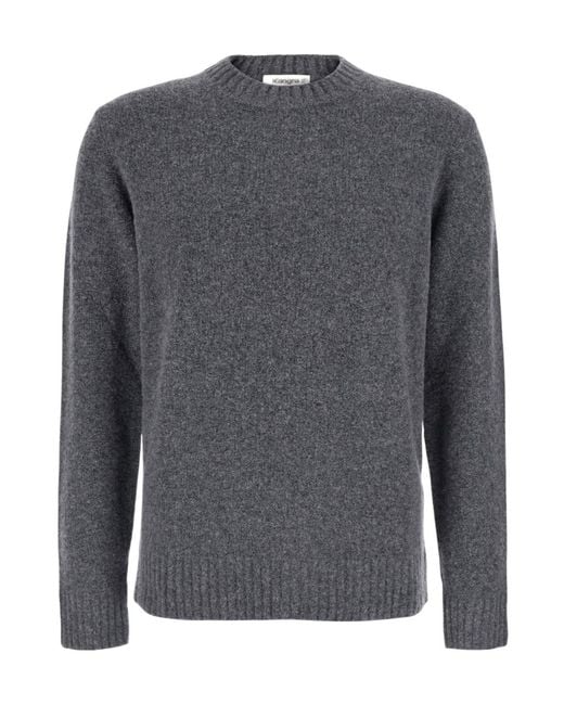 Kangra Cashmere Gray Long-Sleeve Crew-Neck Sweater for men