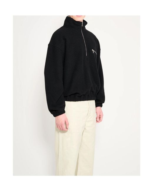 Rier Black Half-Zip Wool Sweatshirt for men