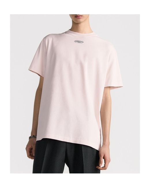 Dior Pink T-Shirt With Christian Paris Tag, Relaxed Fit for men
