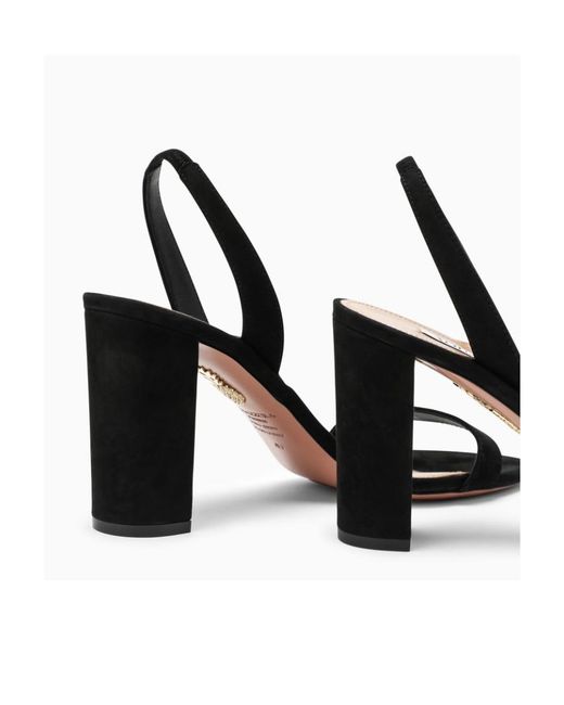 Aquazzura Black So Nude Block Sandals