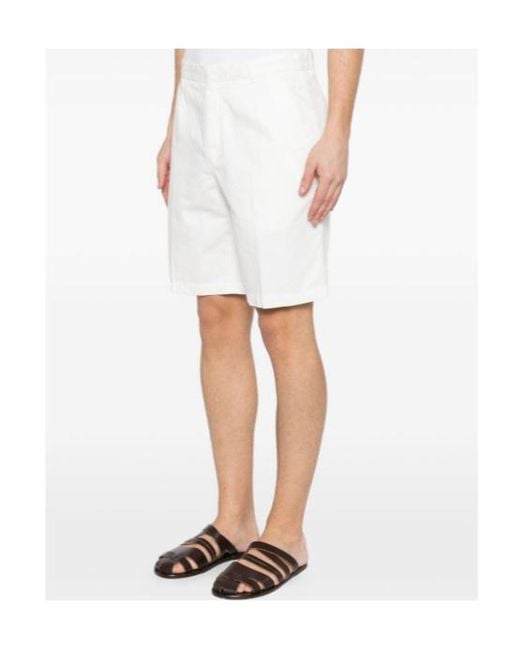 Zegna White Belt-Loop Shorts for men