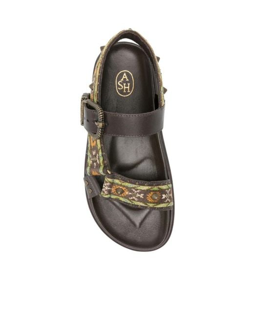 Ash Brown Flat Sandals With Buckle Closure