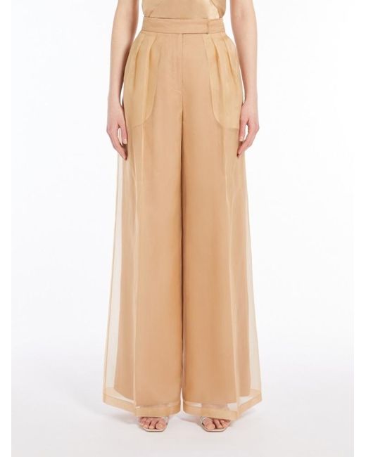 Max Mara Natural Pianoforte Pleat Detailed Wide Leg Pants