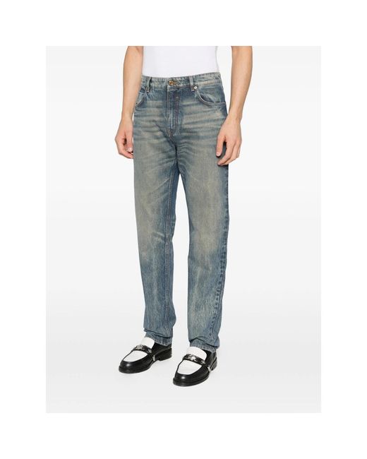 Balmain Blue Logo-Patch Jeans for men