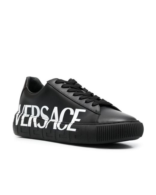 Versace Black Greca Logo Sneakers for men