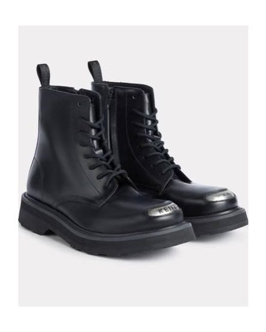 KENZO Black 'Smile' Lace Up Boots for men