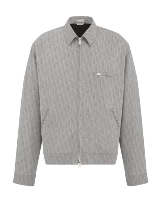 Dior Gray Homme Oblique Zipped Blouson Jacket for men