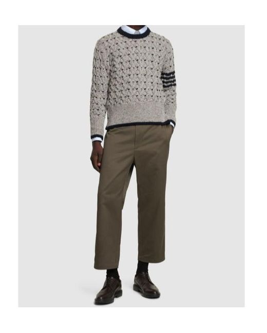 Thom Browne Gray Waistband Loop Casual Pants for men