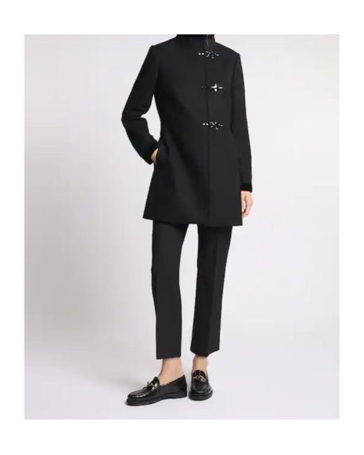 Fay Black Virginia Toggle Wool Coat