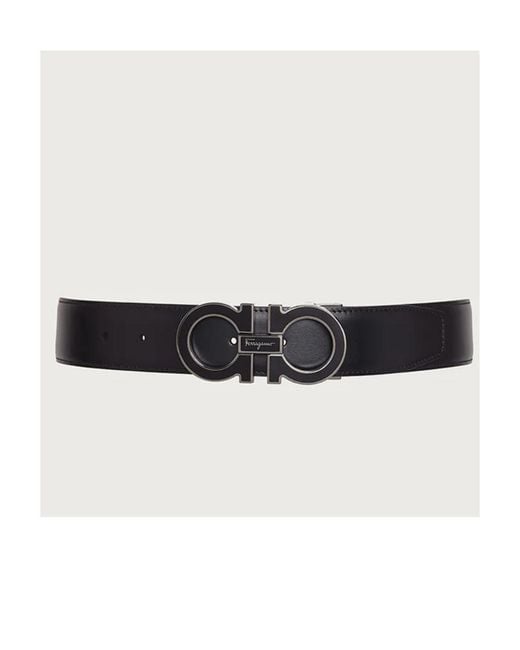 Ferragamo White Double Gancini Buckle Belt for men
