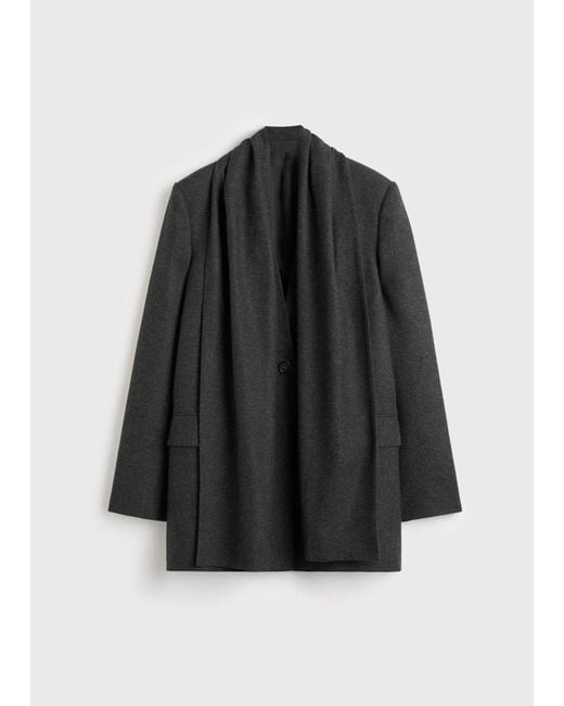Totême Black Totme Single-Buttoned V-Neck Cape Blazer