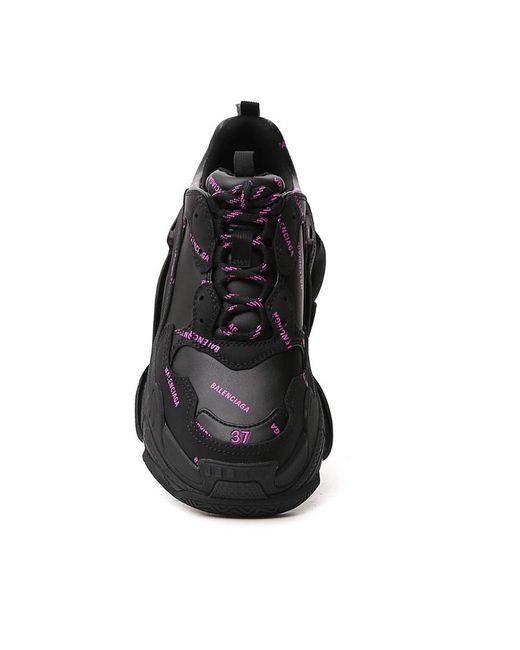 Balenciaga Black Triple S Sports Shoes With Full Logo