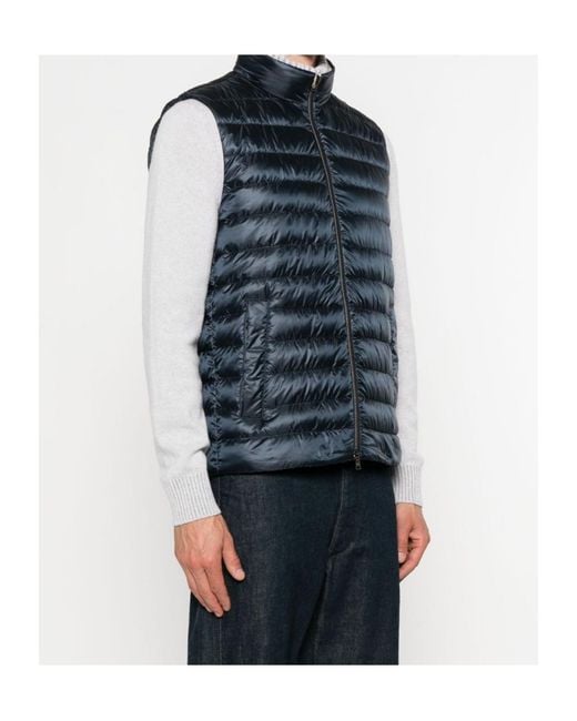 Herno Blue Quilted Zip-Up Vest for men