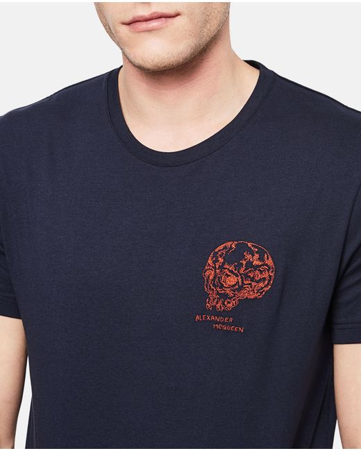 McQueen Blue Short-Sleeved T-Shirt for men