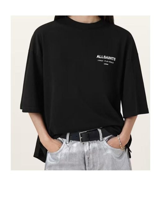 AllSaints Black Organic Cotton Under Amelie T-Shirt