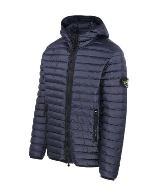 Stone Island Blue Zip-Up Puffer Jacket for men