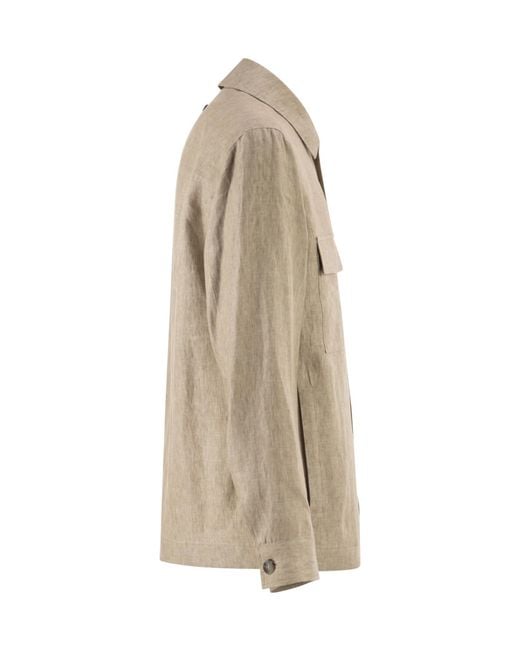 Peserico Natural Patch Pocket Linen Jacket for men