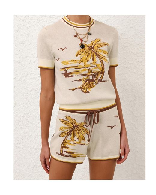 Zimmermann White Daylightpam-Tree Jacquard T-Shirt