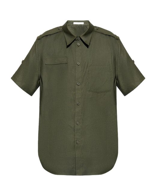 Helmut Lang Green Short Sleeved Epaulet Shirt for men