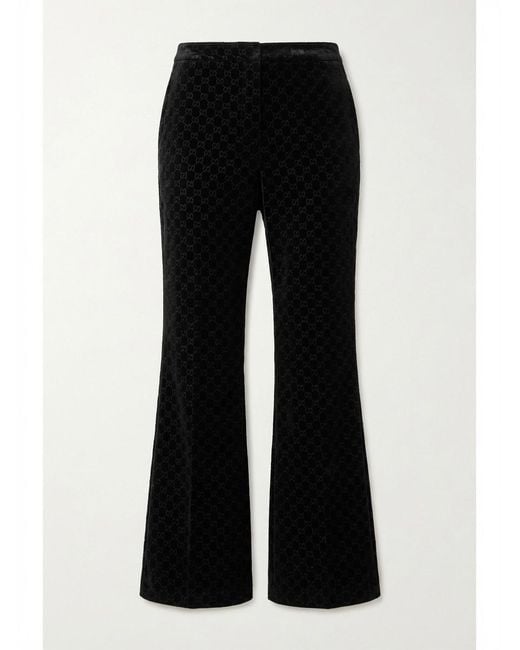 Gucci Black Gg Stretch Devoré Velvet Pants