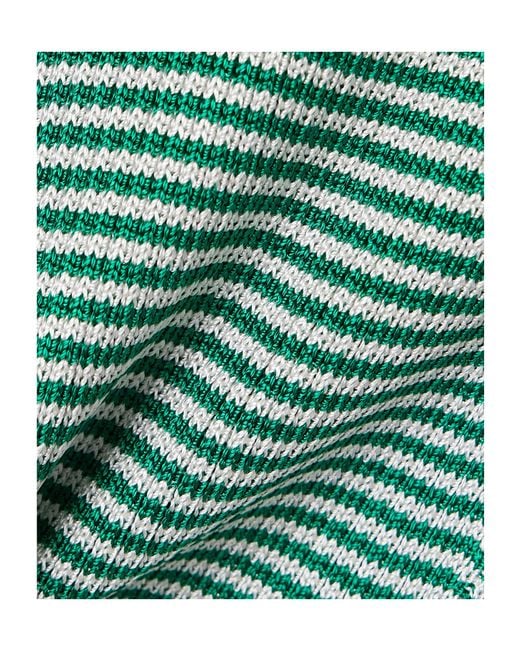 Calle Del Mar Green Striped Ribbed-Knit Polo Shirt